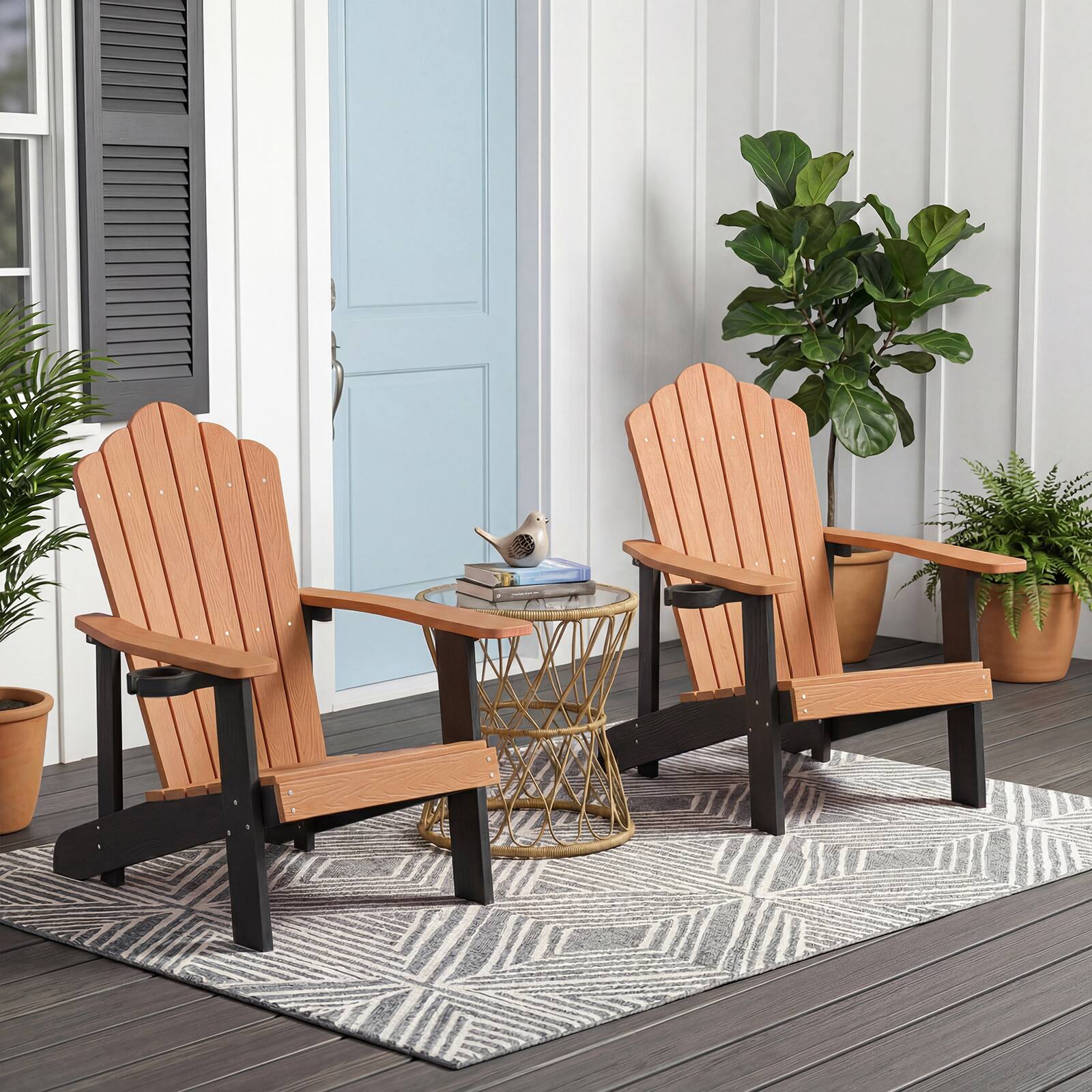Alt View 1. Costway - Costway Oversized Adirondack Chair,Patio Lounge Adirondack Chair with Adjustable Cup Holder - Natural.