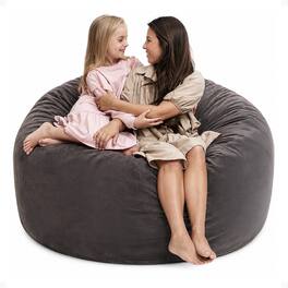 Ultimate Sack - 5ft Bean Bag Chair, Oversized Indoor Comfy Lounger, Grey Suede - Gray