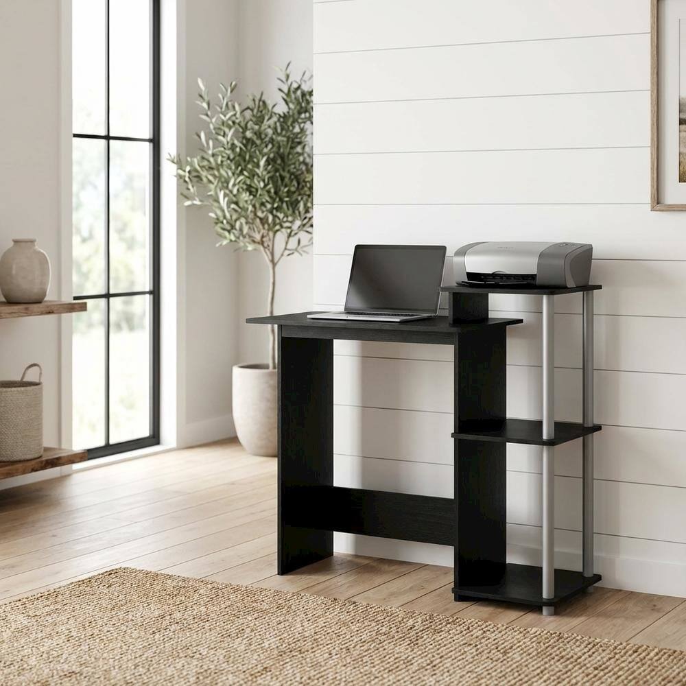 Angle. BisonOffice - Black and Grey Computer Desk with Spacious Surface and Sturdy Frame - Black/Grey.