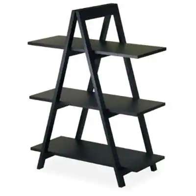 Front. SlickBlue - A-Frame 3-Tier Display Shelf Bookcase for Living Room - Black.
