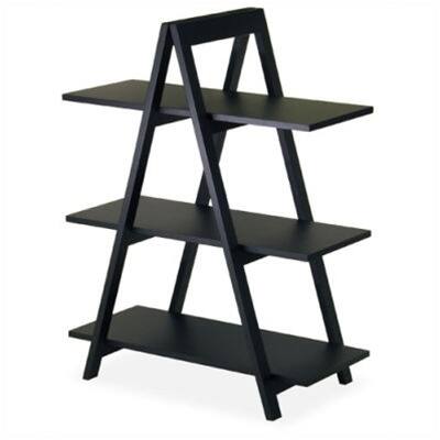 Front. SlickBlue - A-Frame 3-Tier Display Shelf Bookcase for Living Room - Black.