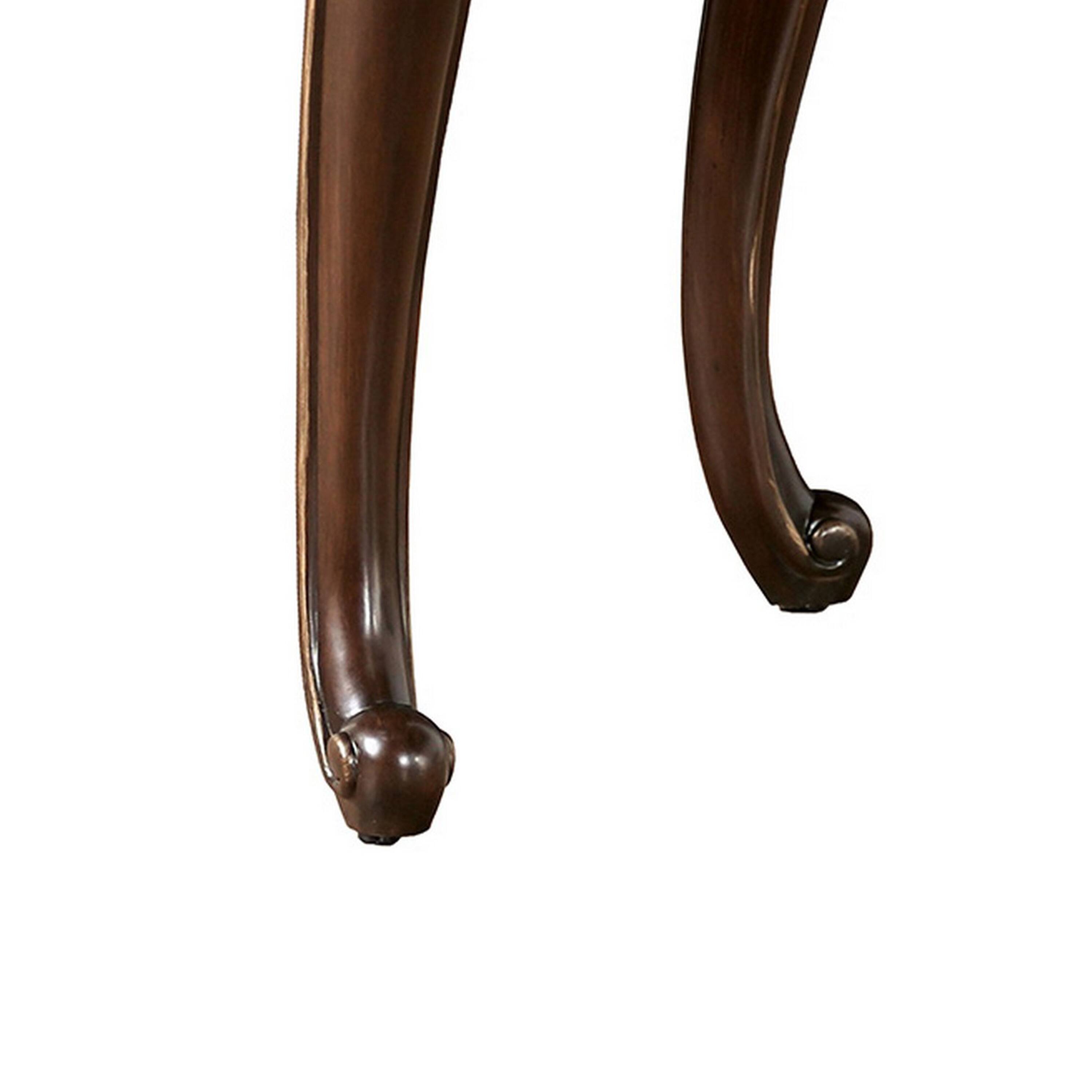 Alt View 3. Manhattan Lane - Halie Side End Table, 28 Inch, Classic Cabriole Legs, Dark Brown Solid Wood - Java Brown.