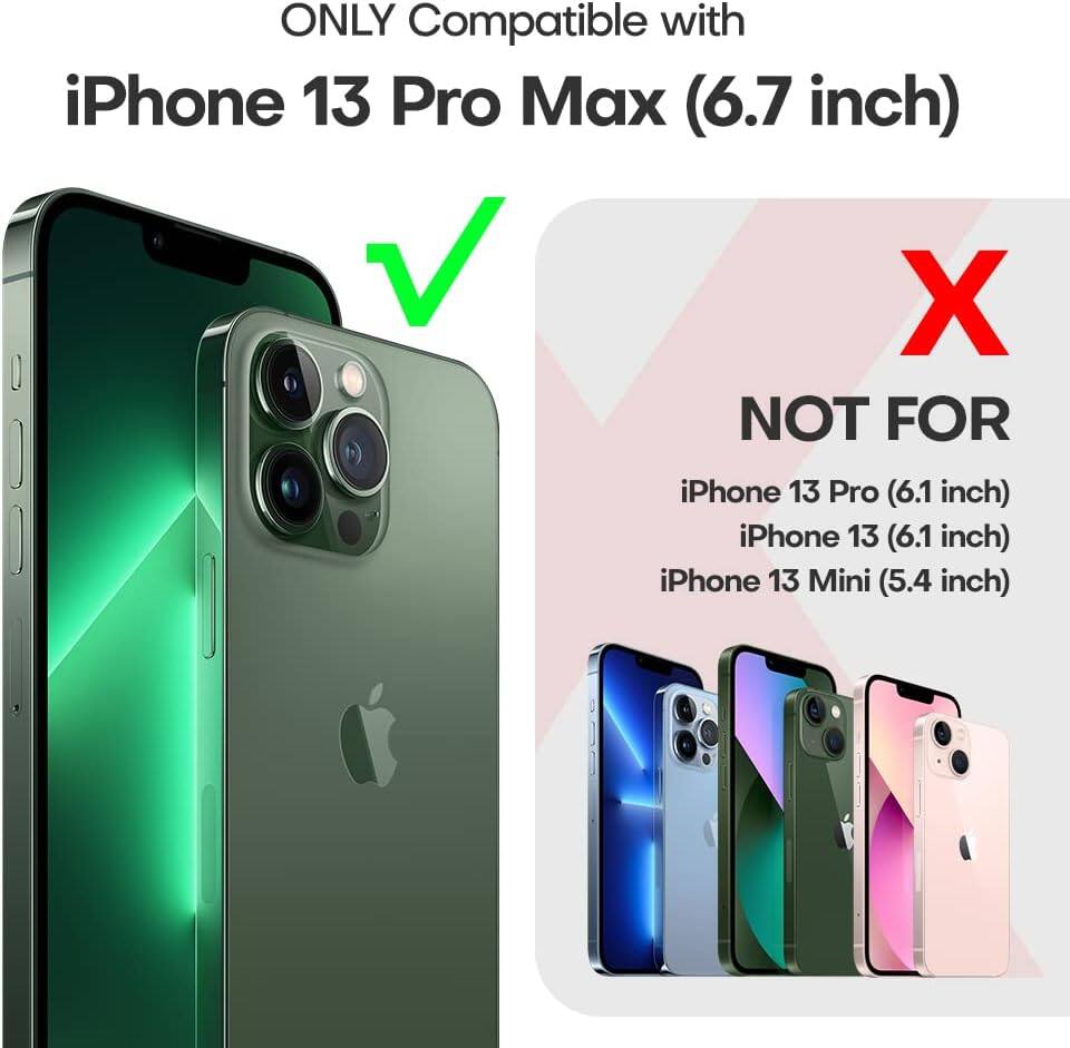 ONLY Compatible with iPhone 13 Pro Max (6.7 inch) NOT FOR iPhone 13 Pro (6.1 inch) iPhone 13 (6.1 inch) iPhone 13 Mini (5.4 inch)