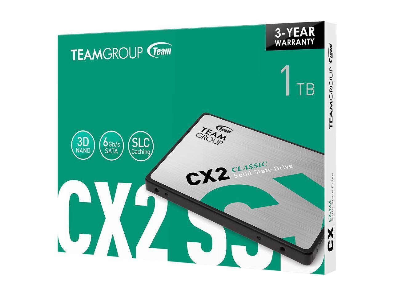 3-YEAR WARRANTY  
TEAMGROUP Team  
1 TB  
3D NAND  
6Gb/s SATA  
SLC Caching  
CX2  
CLASSIC Solid State Drive