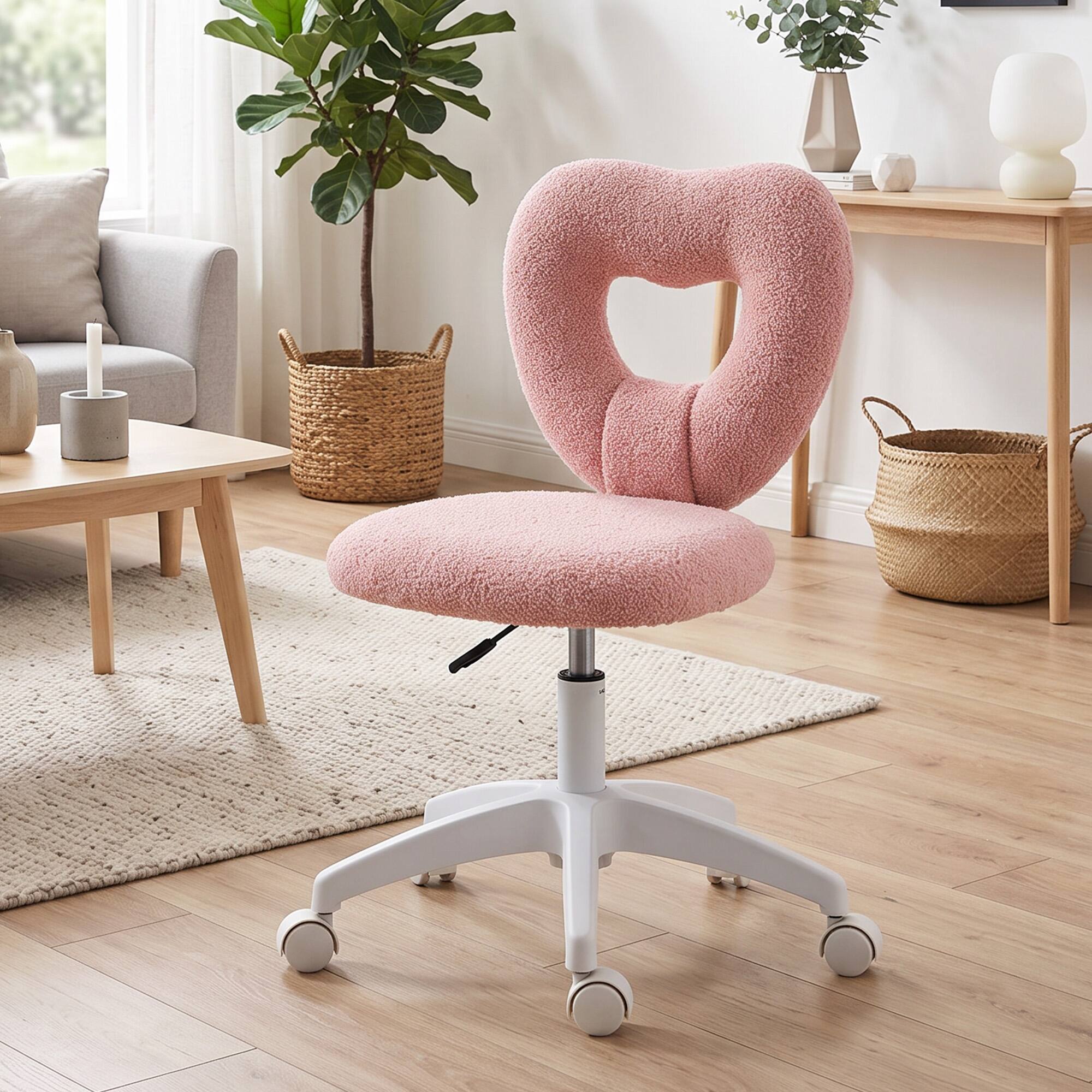Alt View 1. Homcom - Computer Desk Chair, Office Task Chair - Pink.