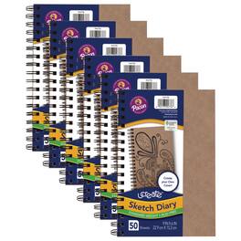 uCreate - Create Your Own Cover Sketch Diary, Natural Chip Cover, 9" x 6", 50 Sheets, Pack of 6