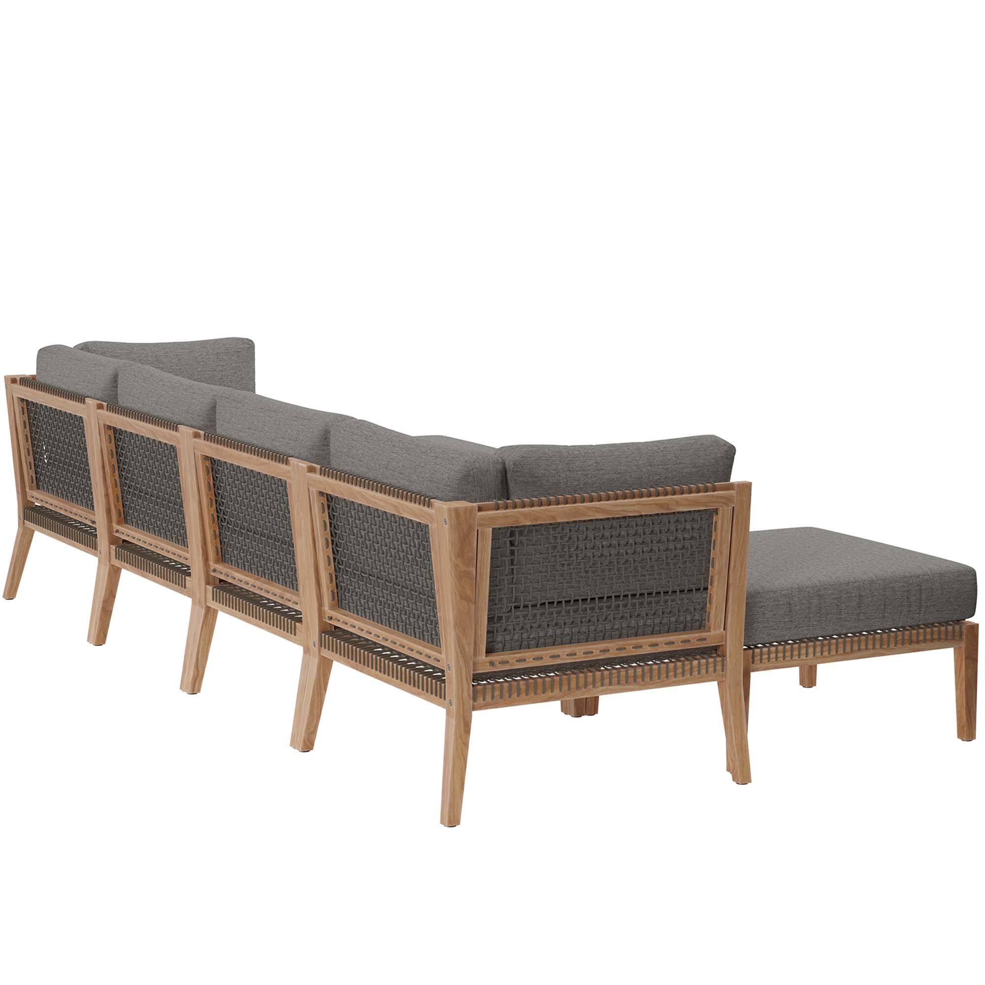 Left. Modway - Clearwater 6-Piece Outdoor Patio Teak Wood Sectional Sofa by Modway - Gray Graphite.