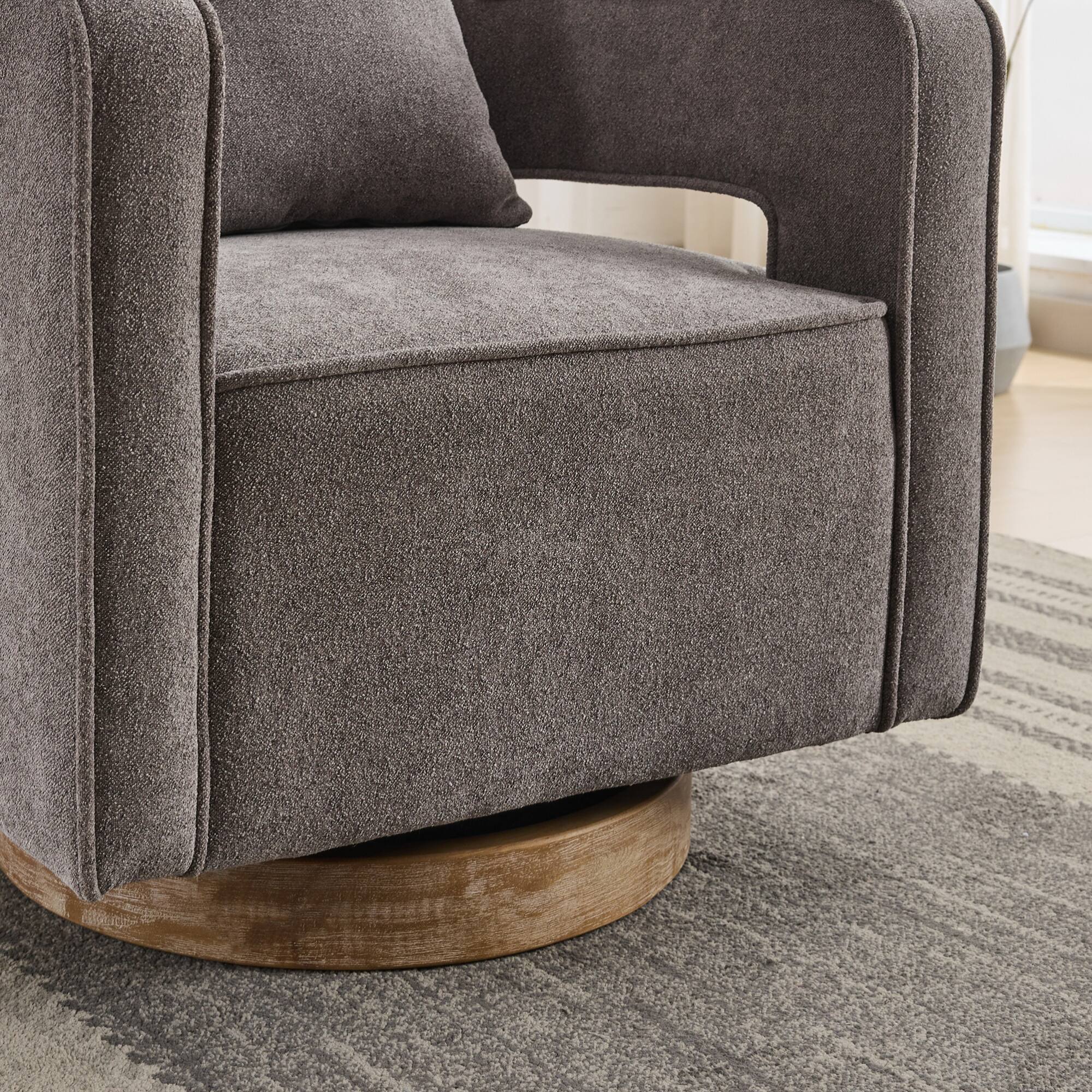 Alt View 5. GOODSILO - Modern Swivel Accent Barrel Chair with Weathered Base for Living Room, Bedroom, or Office - Charcoal.