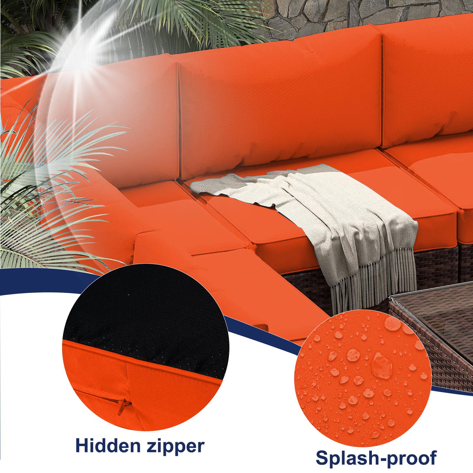 Hidden zipper  
Splash-proof