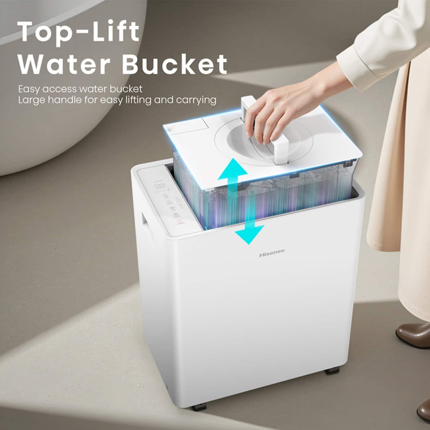 Hisense 50 Pint 16 quarts Bucket Capacity Lift Up Dehumidifier