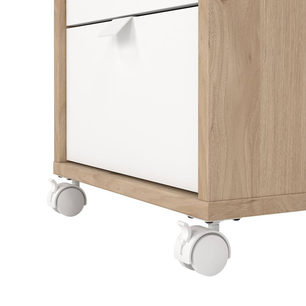 Alt View 4. Tvilum - Sign 3 Drawer Mobile Cabinet, Jackson Hickory/White - Brown.