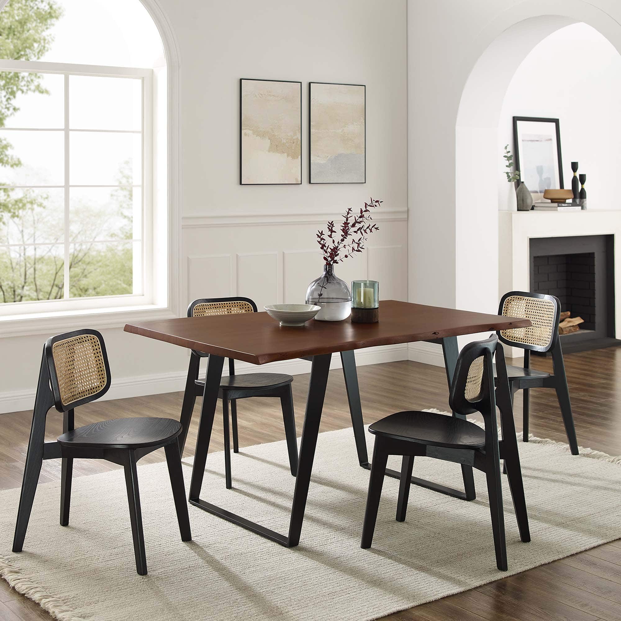 Viggo 60" Live Edge Acacia Wood Acacia Wood Dining Table by Modway - Black Walnut