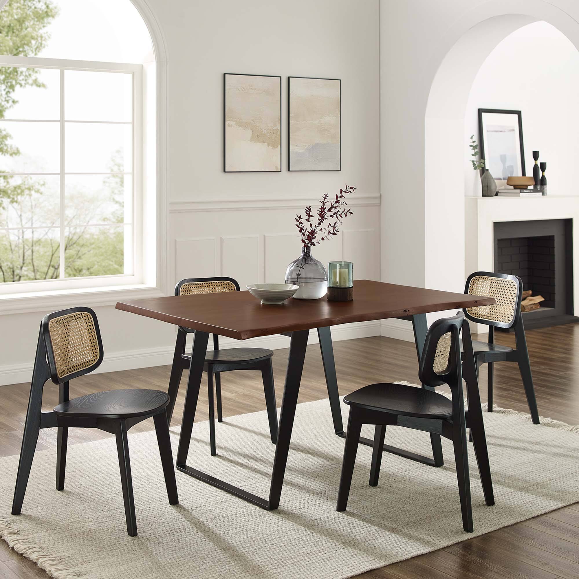 Front. Modway - Viggo 60" Live Edge Acacia Wood Acacia Wood Dining Table by Modway - Black Walnut.