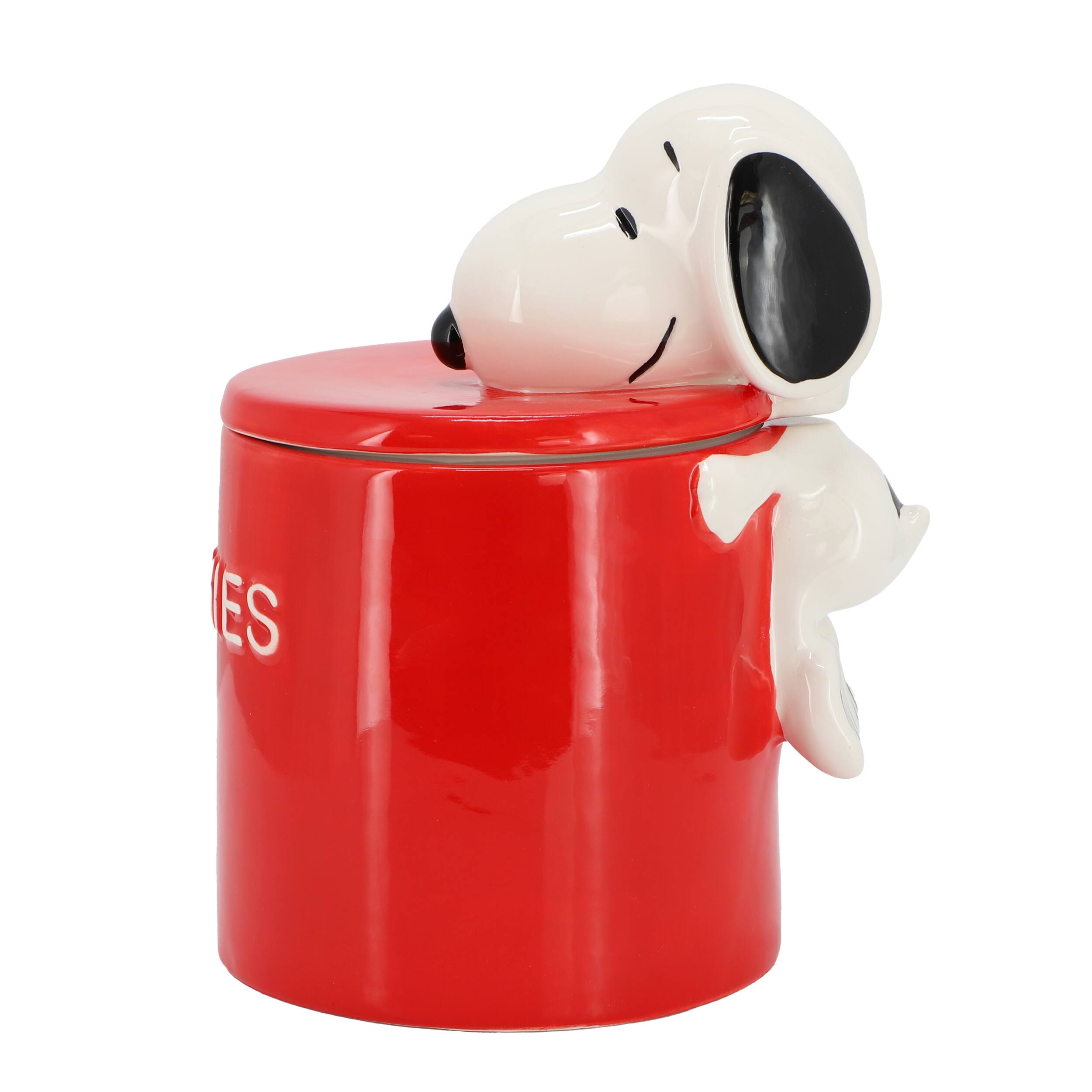 Alt View 3. Gibson - Peanuts Hello Cookies 8.2 Inch Ceramic Snoopy Cookie Jar w/ Lid in Red - Red.