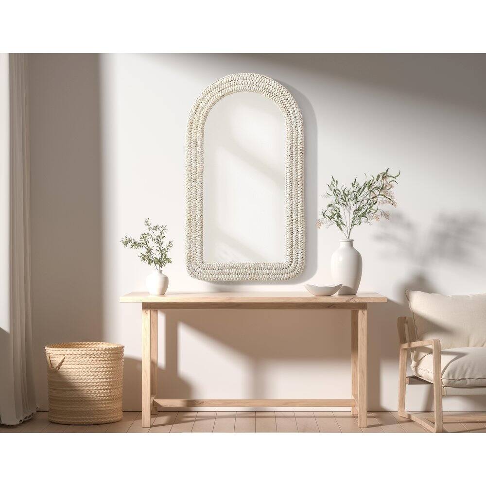 Alt View 3. Elegant Decor - Arch Cornhusk Mirror 24x42 in Linen White - Linen White.
