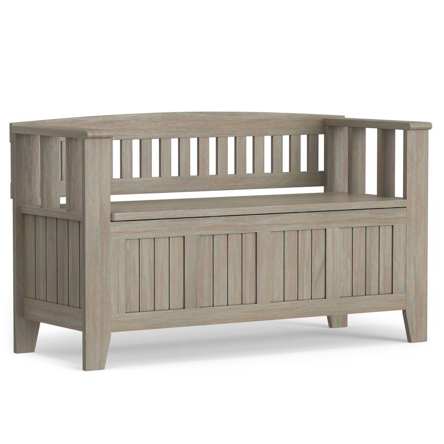 Rustic Bench 36 Simpli Home Acadian Solid Wood 48 inch Wide Storage Bench and 36 inch ...