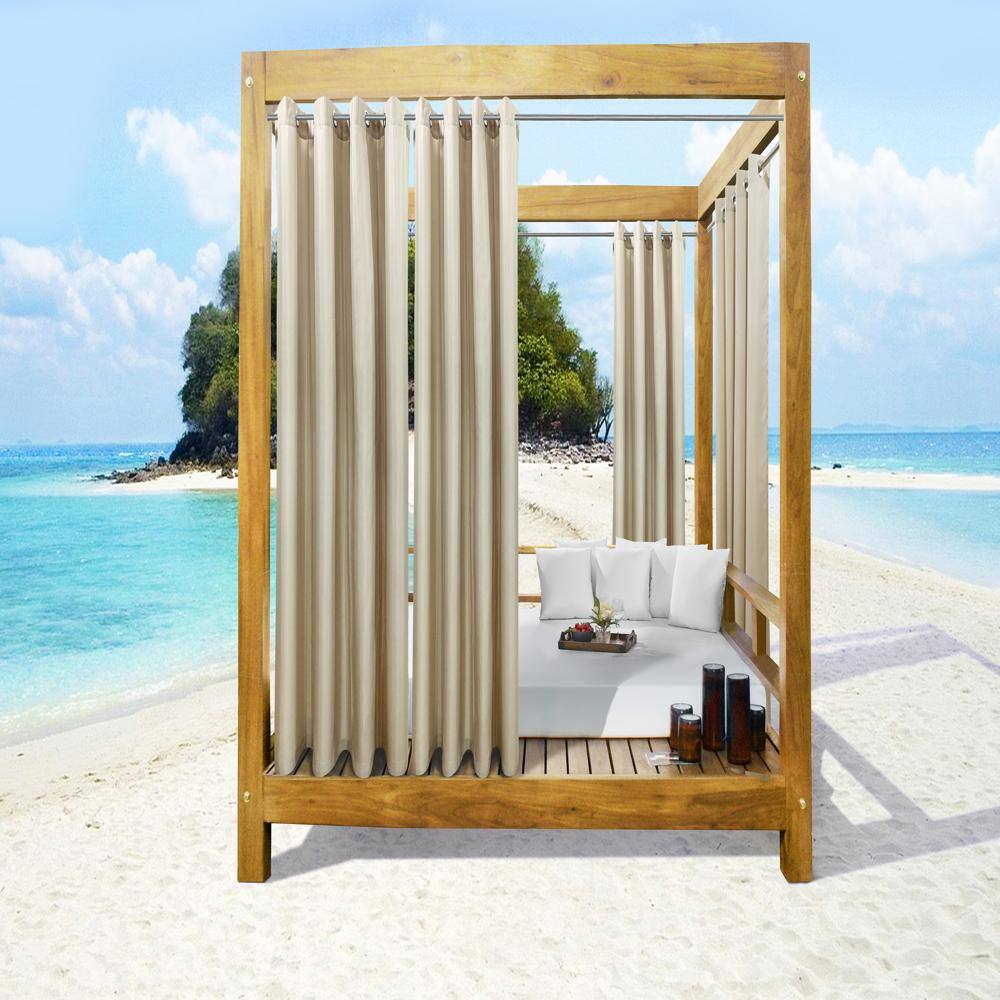 Front. Commonwealth Home Fashions - Commonwealth Seascapes Light Filtering Provide Privacy and Shade Grommet Outdoor Panel Pair Each 50" x 84" Linen - Linen.