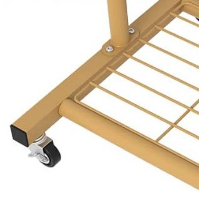 Left. Hivvago - Modern Garment Rack Clothes Hanging Rod with Lockable Wheels in Gold - Gold.