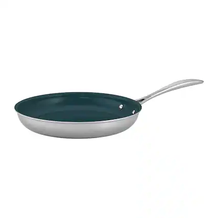 Front. ZWILLING - ZWILLING Clad CFX 10-inch Stainless Steel Ceramic Nonstick Fry Pan - Stainless Steel.