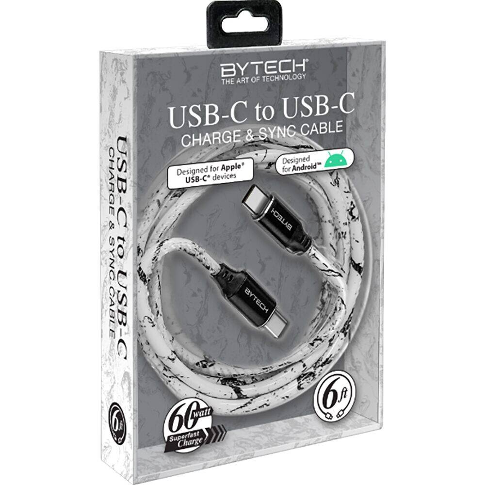 BYTECH OF TECHNOLOGY THE ART USB-C to USB-C & SYNC CABLE CHARGE Designed for Apple USB-C* devices Designed for Android USB-C* devices 6ft 60 Superfast Charge