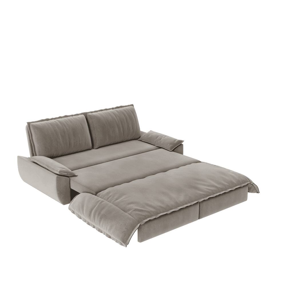 Kadyn - 73.2" Queen Pull Out Sofa Bed, 3-in-1 Convertible Sleeper Sofa, Velvet Loveseat Bed - Gray
