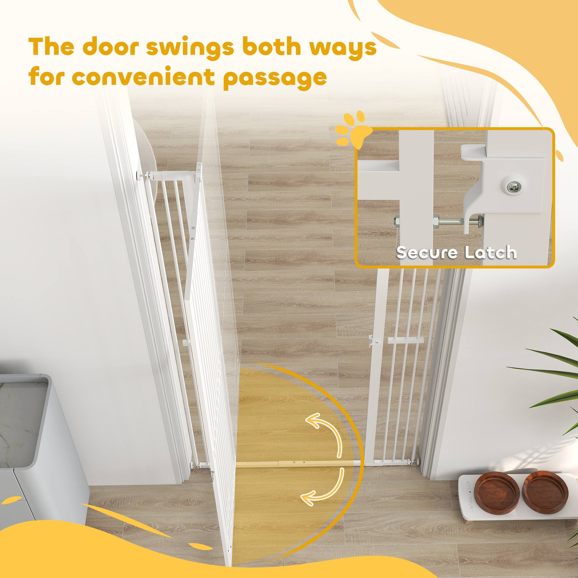 The door swings both ways for convenient passage

Secure Latch