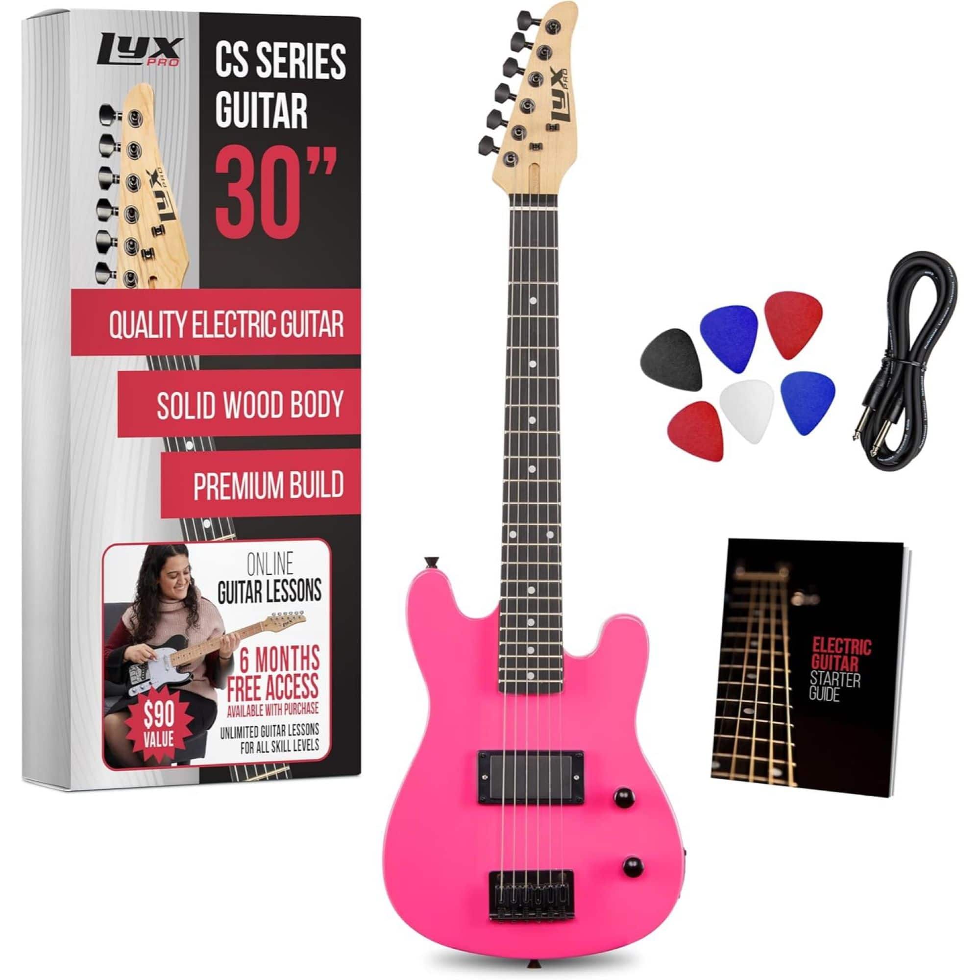 Photos - Guitar LyxPro  CS 30” Beginner Electric  Kit with , Amp Cable, 6 Picks & More - Pink LYXEGST30PN 