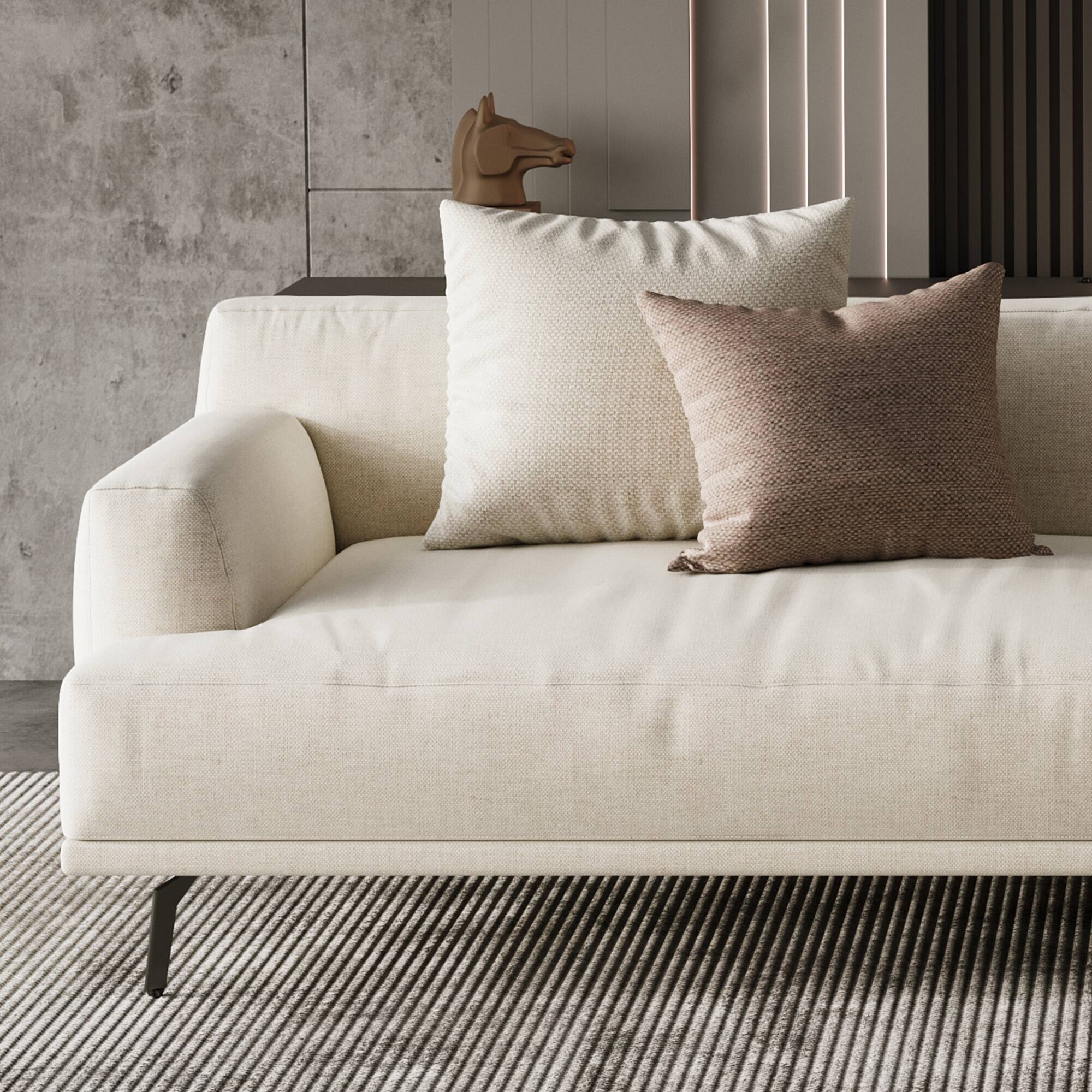 Alt View 4. luck idea - 110.2" Breathable Cotton-Linen Fabric Sofa, Solid Wood Frame, High-Elastic Sponge Seat Cushion - Light Beige.