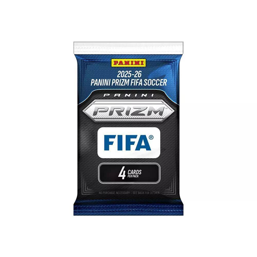PANINI 2025-26 PANINI PRIZM FIFA SOCCER  
PANINI PRIZM FIFA  
4 CARDS PER PACK  
NO PURCHASE NECESSARY SEE BACK FOR DETAILS