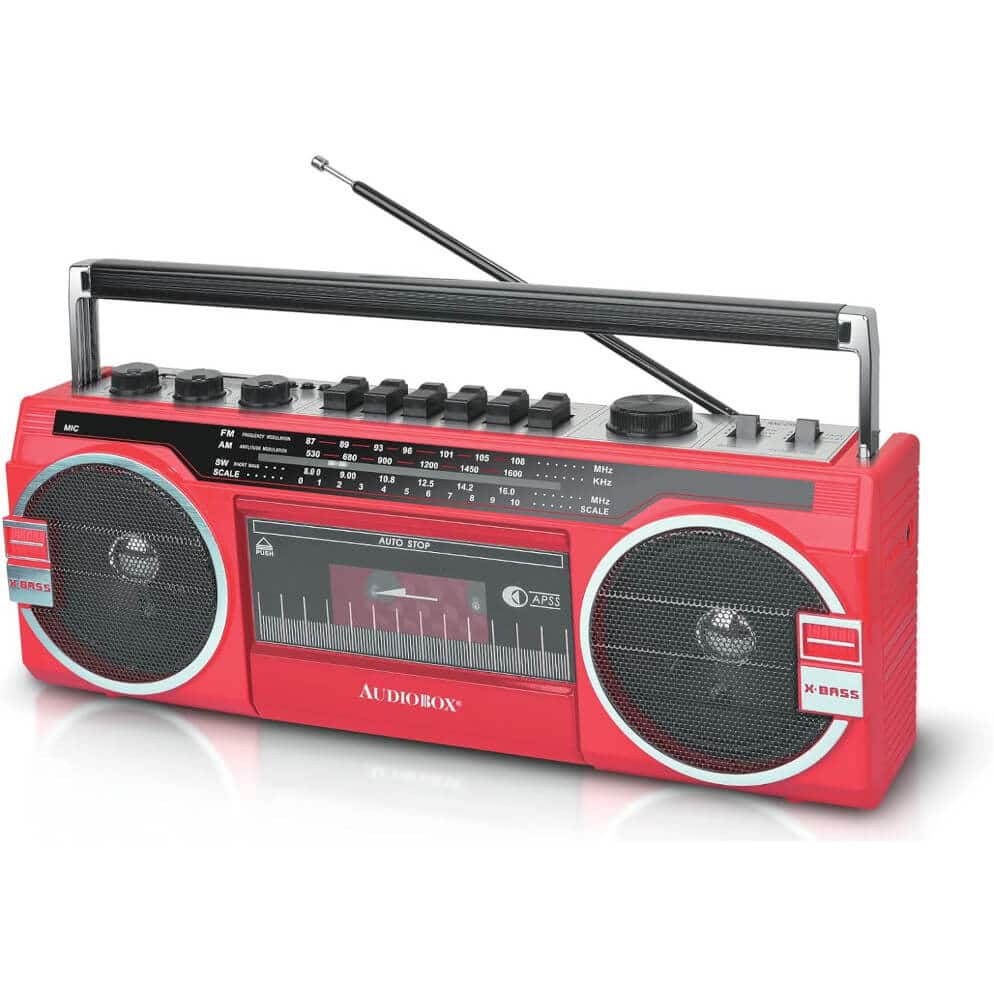 AudioBox - RXC25BTRED Retrobox Cassette Player and Bluetooth Speaker - Red - Black