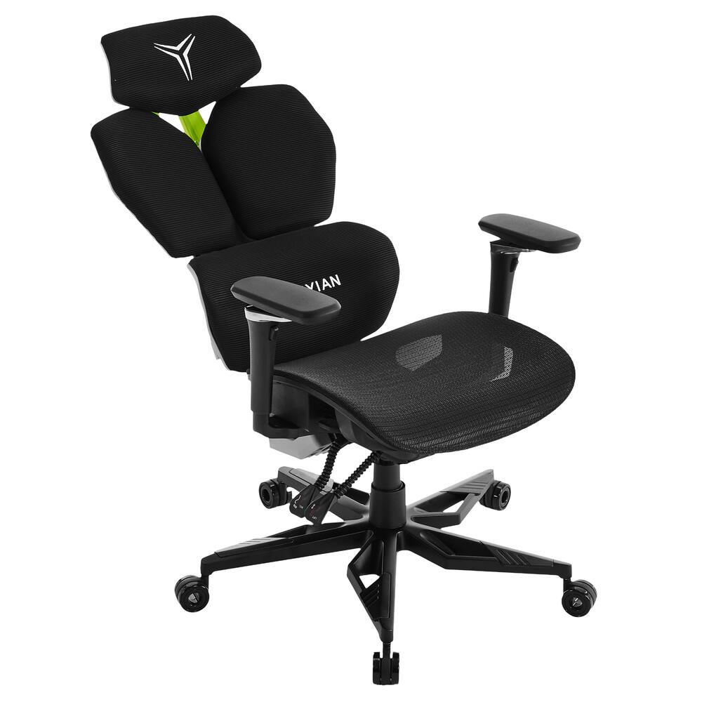 Left. YEYIAN - YEYIAN Ergonomic Gaming Chair. Lumbar Support, Adjustable Seat Height, Adjustable Armrests. YAR-GAOME-M1 - Black & Gray.