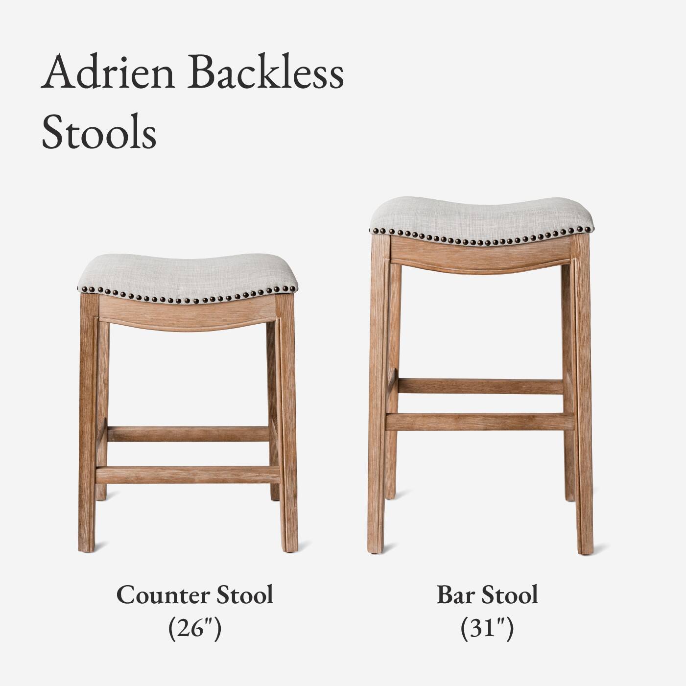 Adrien Backless Stools: Counter Stool (26"), Bar Stool (31")
