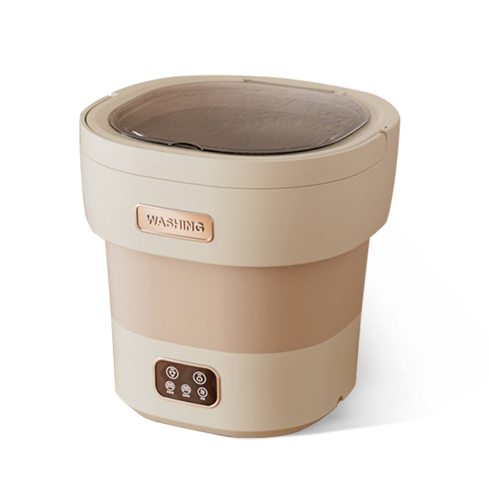 Front. Acekool - 12L Mini Portable Washing Machine and Dryer for RV Travel Hotel Laundry, Beige - Beige.