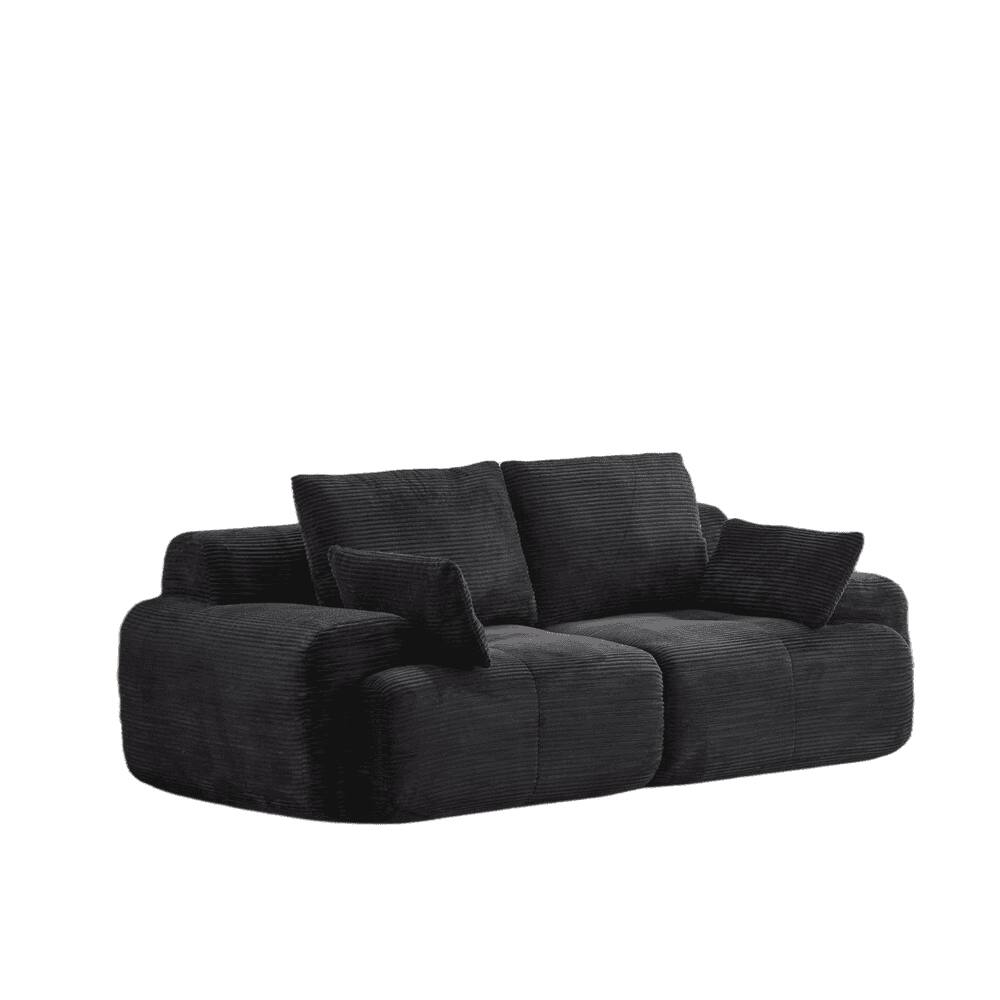 Alt View 5. Kadyn - Modern Memory Foam Compressed Sofa, 2-Seater Pet-Friendly Sectional Couches, Corduroy Fabric, Black - Black.