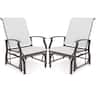 Costway - Porch Gliders Set of 2 with Reclined High Back Breathable Mesh Fabric Metal Frame - Beige