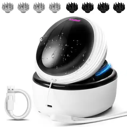 Front. Arboleaf - arboleaf Electric Scalp Massager, Waterproof Rechargeable Portable Head Massager, 6-in-1 Hair Massage, Gift - White & Black.