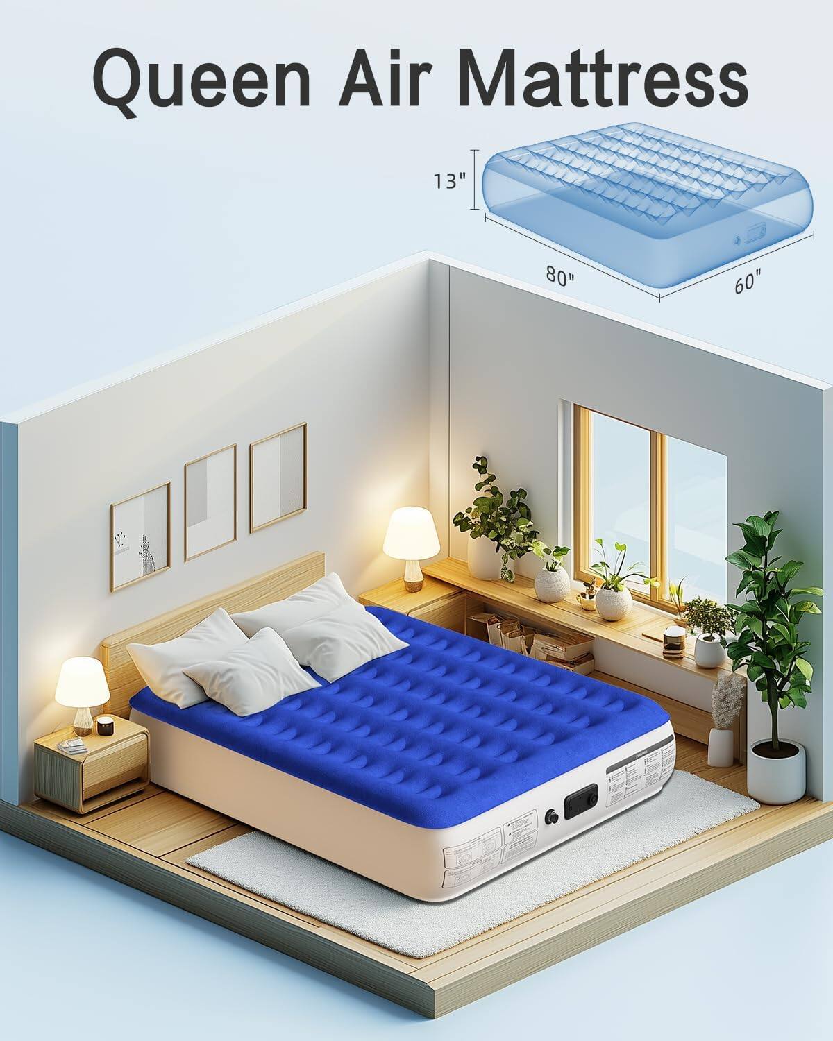 Queen Air Mattress  
13" x 80" x 60"