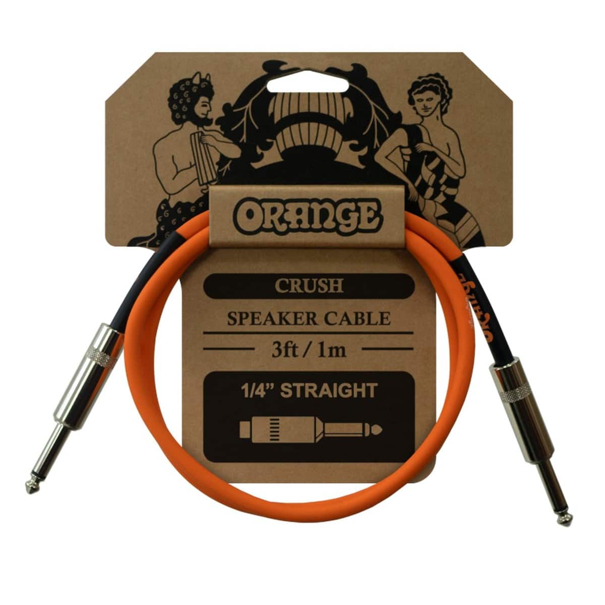 Crush 3' Speaker Cable with Jack to Jack Connectors, Orange