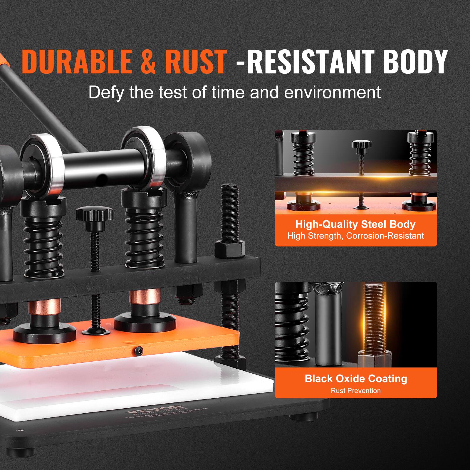 DURABLE & RUST-RESISTANT BODY  
Defy the test of time and environment

High-Quality Steel Body  
High Strength, Corrosion-Resistant

Black Oxide Coating  
Rust Prevention