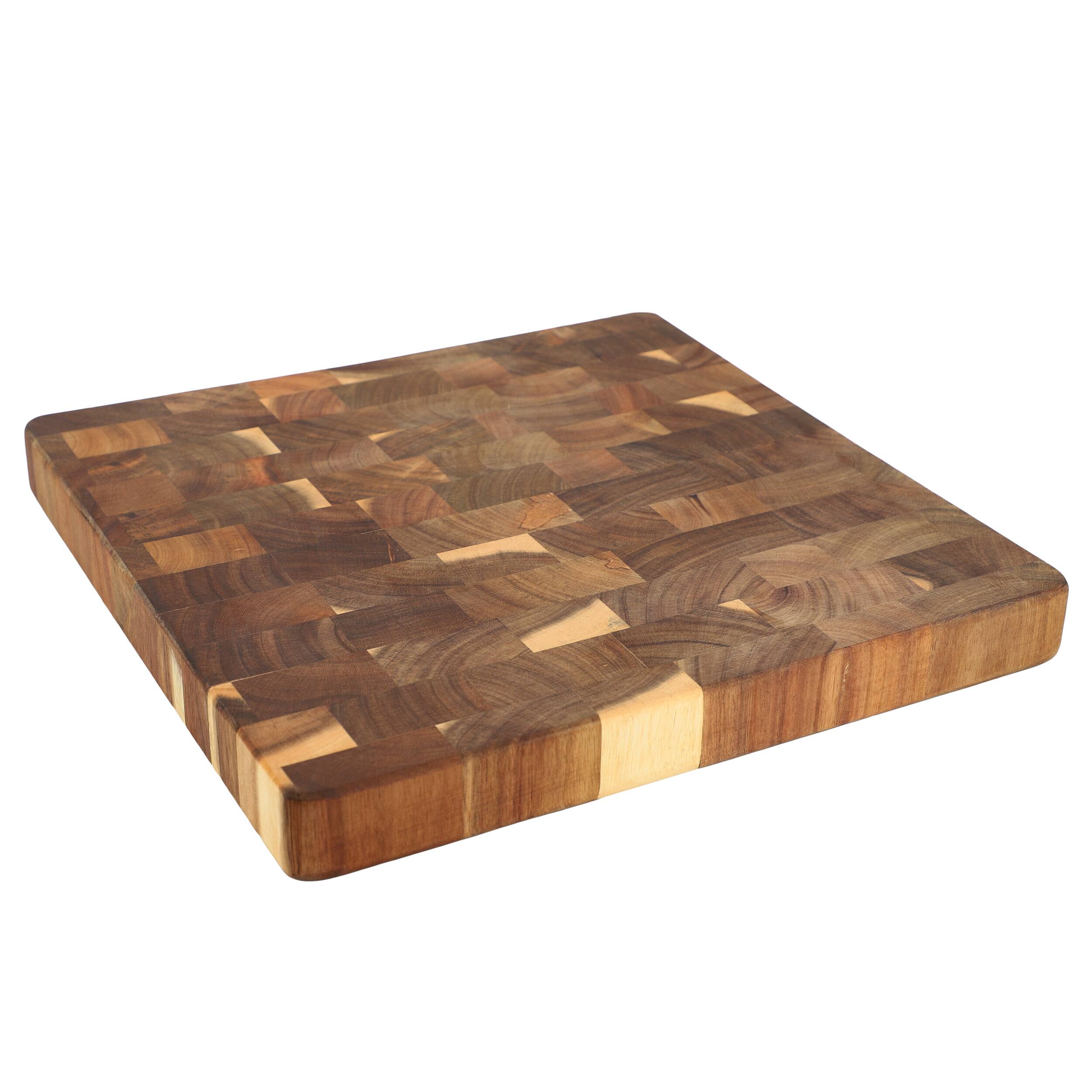 Alt View 1. MegaChef - MegaChef 13.75 Inch Square Thick Acacia Wood Serving and Cutting Butcher Board - Brown.