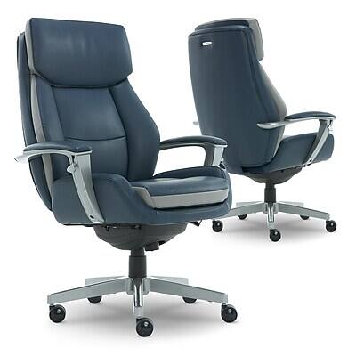 Alt View 7. La-Z-Boy - La-Z-Boy Alton Ergonomic Bonded Leather Swivel Executive Chair, Blue (60029-DS) - Blue.