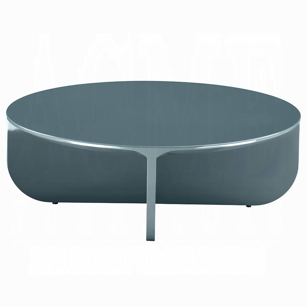 Alt View 1. Manhattan Lane - Lemy Coffee Table. 39 Inch Round Top with Pedestal Base, Teal Blue Wood - Teal Blue.