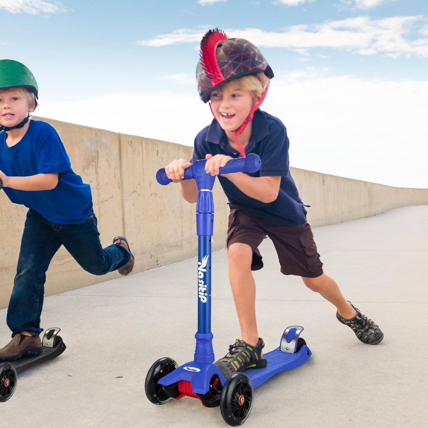 Front. Homhougo - KS1 Kids Kick Scooter, 3 Wheels, LED Lighted Wheels, Adjustable Handlebars, up to 110 Lbs.