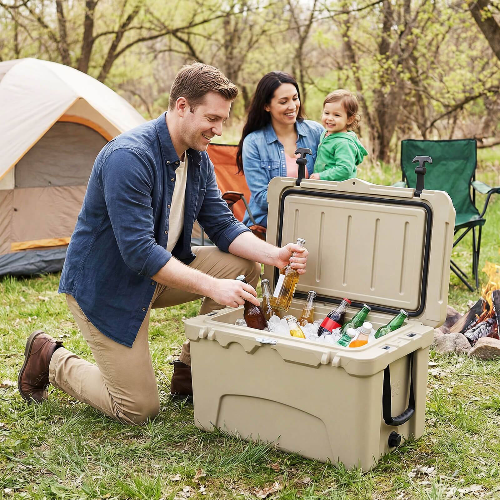 Alt View 1. Costway - Costway 45 Quart Portable Hard Cooler, Insulated Ice Chest Keeps Cool for up to 6 Days - Khaki.