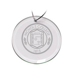 Jardine - Nichols College Bison Team Logo 3'' Round Glass Ornament - Multicolor