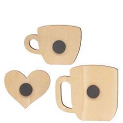 Left. BreeBe - 3/Set Coffee Lover Magnets - Natural, Black.
