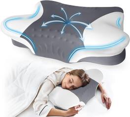 FINEAK - Ergonomic Memory Foam Neck Pillow for Pain Relief & Support - Dark Gray