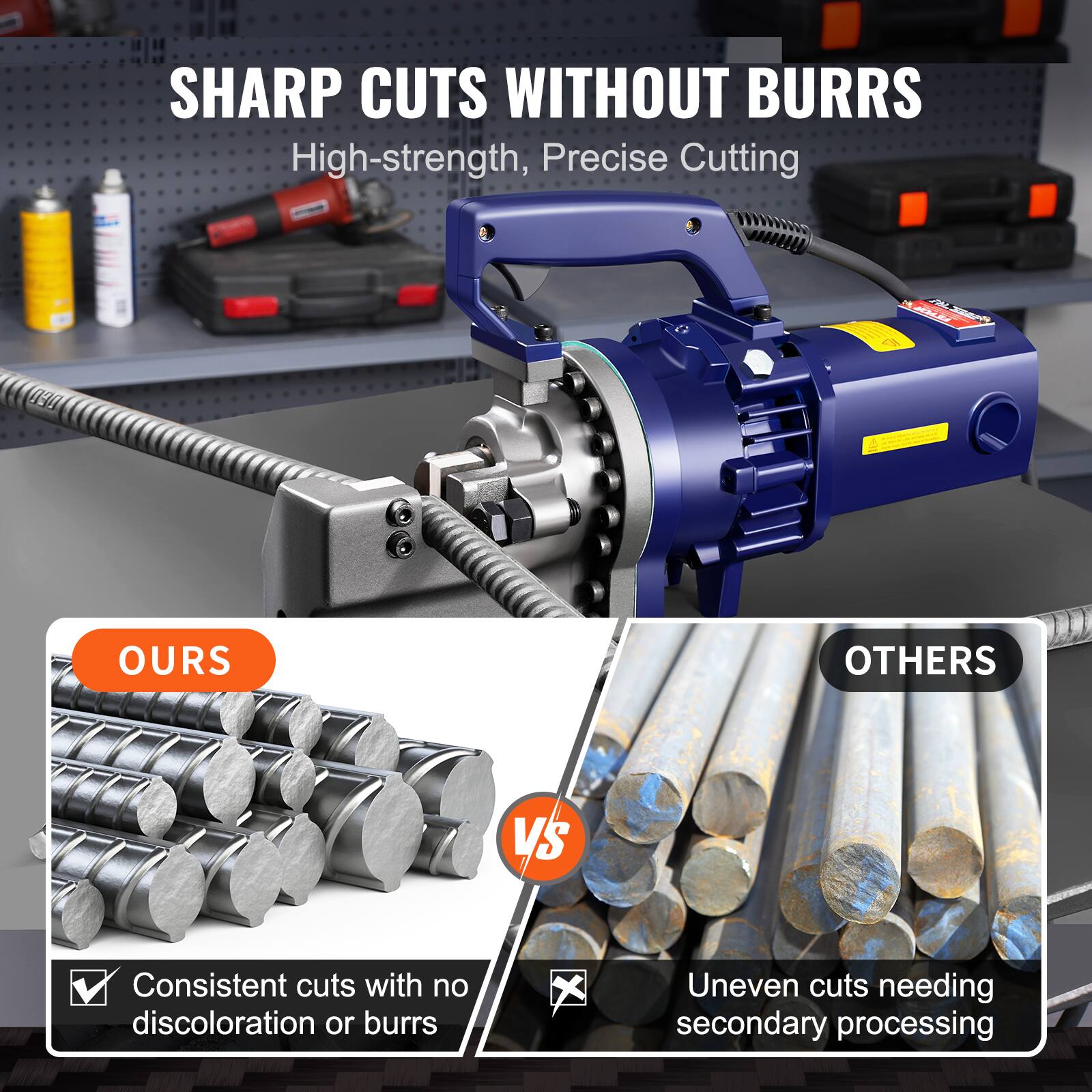 SHARP CUTS WITHOUT BURRS  
High-strength, Precise Cutting

OURS  
Consistent cuts with no discoloration or burrs

VS

OTHERS  
Uneven cuts needing secondary processing