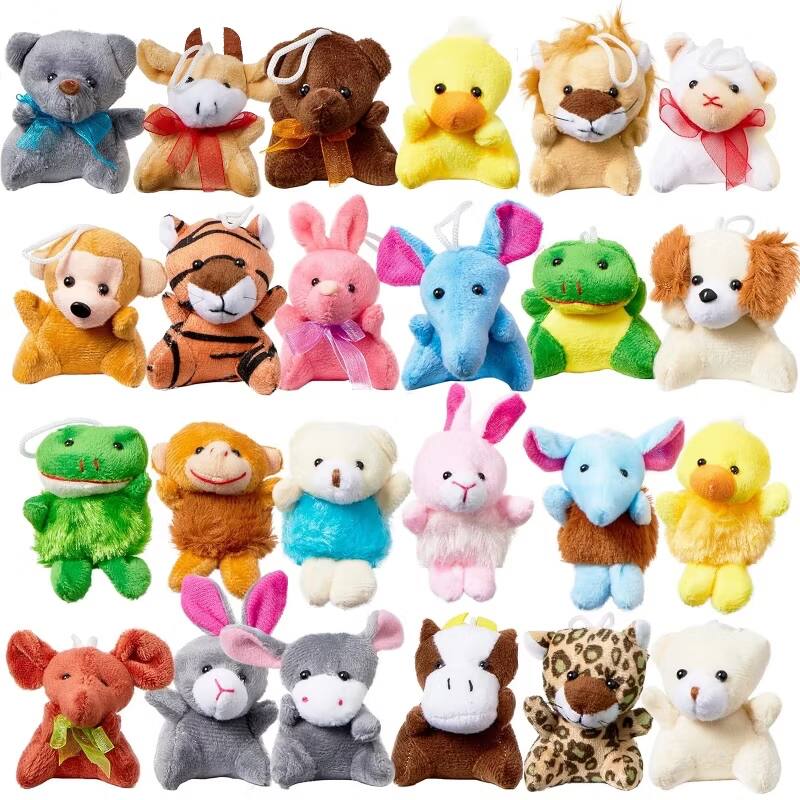 Back. Joyfy - 24 Pcs Party Favors for Kids 3" Mini Stuffed Animals Bulk Cute Small Plush Toys, Animals Keychain for Birthday Supplies.