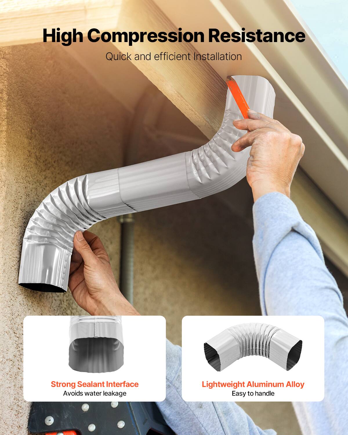 High Compression Resistance, Quick and efficient Installation, Strong Sealant Interface, Avoids water leakage, Lightweight Aluminum Alloy, Easy to handle